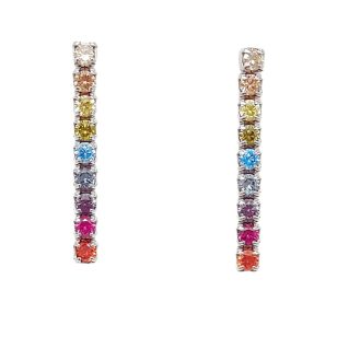   Drop / Dangle earrings in silver with multicolored zirconia stones
