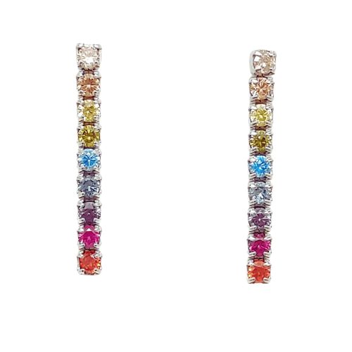 Drop / Dangle earrings in silver with multicolored zirconia stones