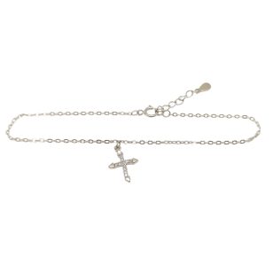 Silver bracelet with a small cross pendant