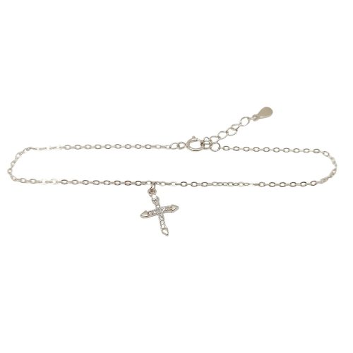Silver bracelet with a small cross pendant