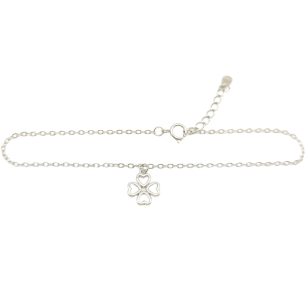 Silver bracelet with four-leaf clover pendant