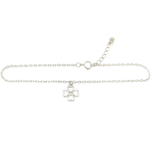 Silver bracelet with four-leaf clover pendant