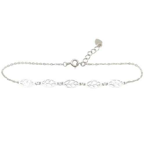 Silver bracelet with leaf motifs