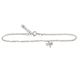 Silver anklet with dragonfly pendant