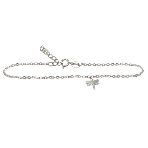 Silver anklet with dragonfly pendant