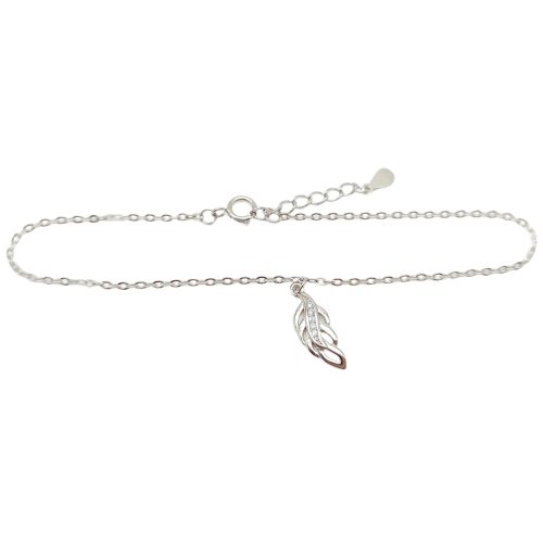 Silver bracelet with leaf pendant