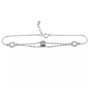 Silver chain bracelet with zirconia pendants
