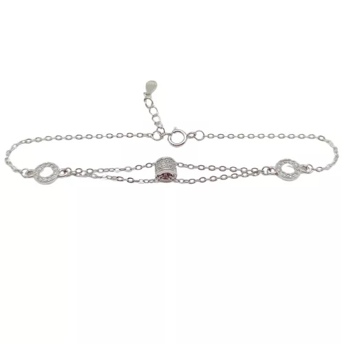 Silver chain bracelet with zirconia pendants