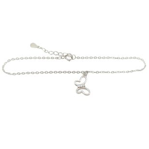 Silver fine bracelet with butterfly pendant