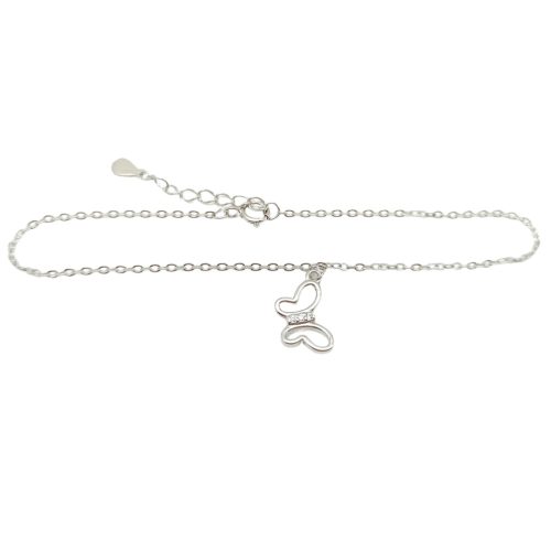 Silver fine bracelet with butterfly pendant