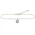 Silver bracelet with blue zirconia stone