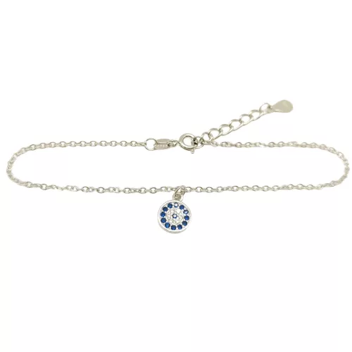 Silver bracelet with blue zirconia stone