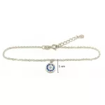 Silver bracelet with blue zirconia stone