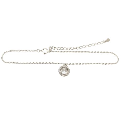 Silver anklet with zirconia charm