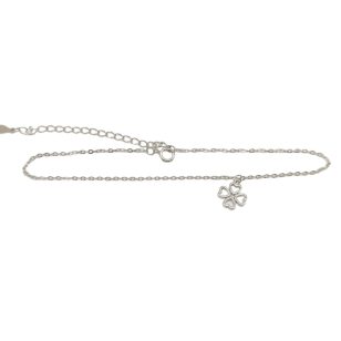 Silver anklet with four-leaf clover