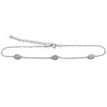Silver anklet with 3 zirconia stones