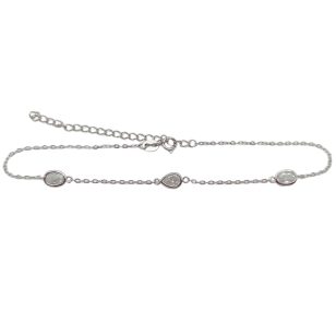 Silver anklet with 3 zirconia stones