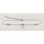 Silver anklet with 3 zirconia stones