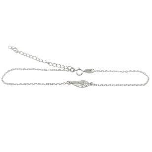 Silver anklet with angel wing decoration