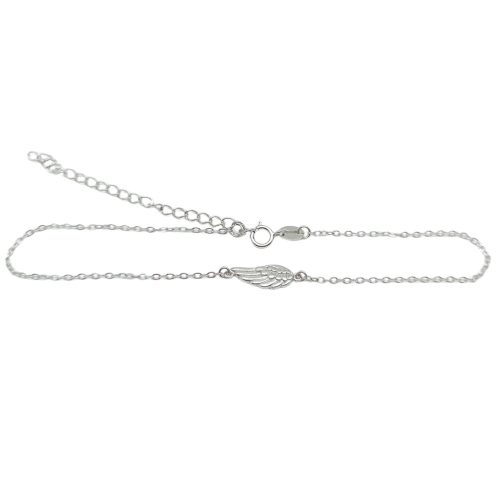 Silver anklet with angel wing decoration