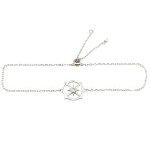 Silver bracelet with compass pendant