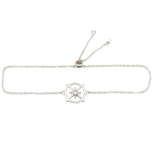 Silver bracelet with compass pendant
