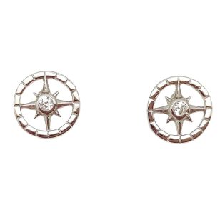 Stud earrings with compass design