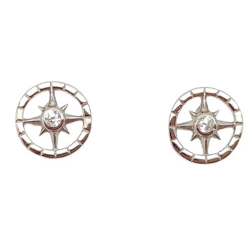 Stud earrings with compass design