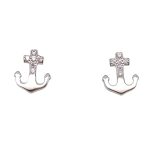 Stud silver earrings anchor