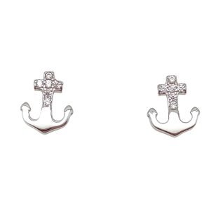 Stud silver earrings anchor