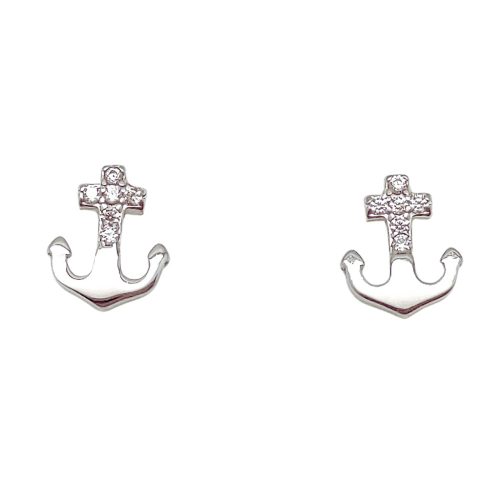 Stud silver earrings anchor