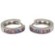 Silver small hoop earrings with colorful zirconia stones