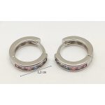 Silver small hoop earrings with colorful zirconia stones