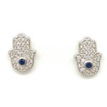 Silver Hamza Hand Stud earrings