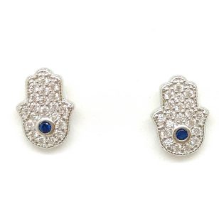 Silver Hamza Hand Stud earrings
