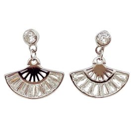 Silver fan-shaped stud earrings