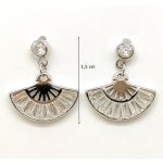 Silver fan-shaped stud earrings