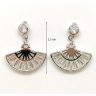 Silver fan-shaped stud earrings