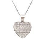 Silver heart pendant covered in zirconia