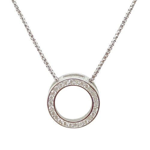 Silver loop pendant with zirconia