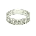 Eternity silver ring with three rows of zirconia stones
