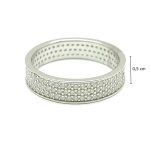 Eternity silver ring with three rows of zirconia stones