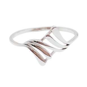 Silver ring with wave pattern