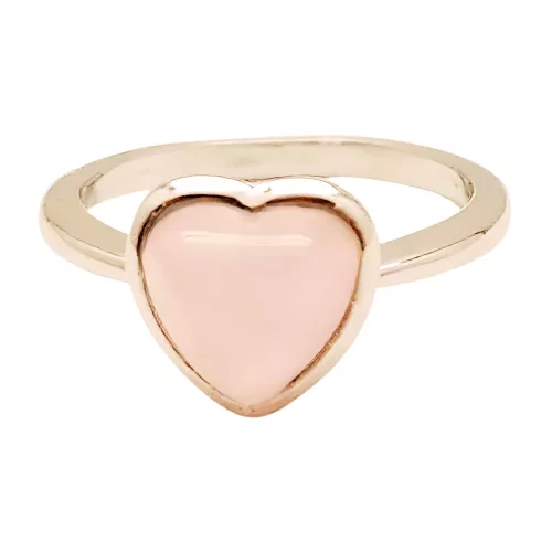 Rose quartz heart silver ring