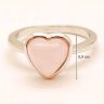 Rose quartz heart silver ring