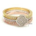 Tricolor silver ring with four-leaf clover