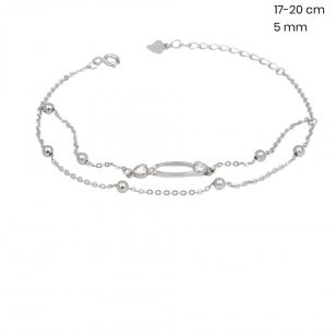 Silver bracelet with zirconia stones and silver beads