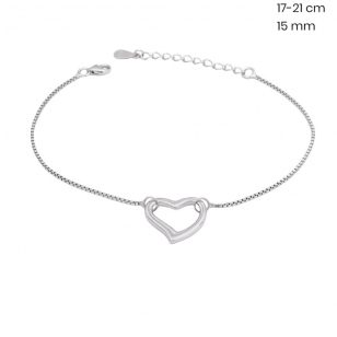 Silver bracelet with heart pendant No stones