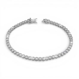 Silver tennis bracelet with sparkling zirconia stones