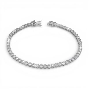 Silver tennis bracelet with sparkling zirconia stones
